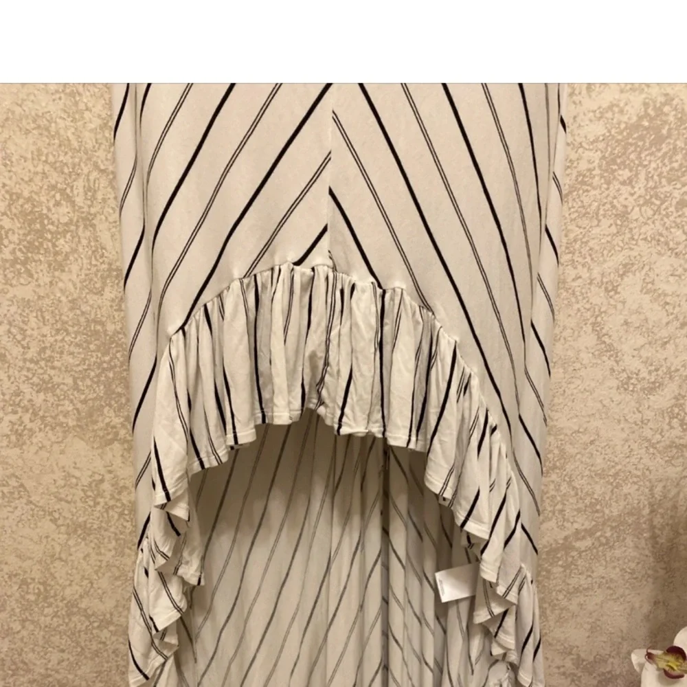 Express Striped High Low Striped Dress with Ruffles